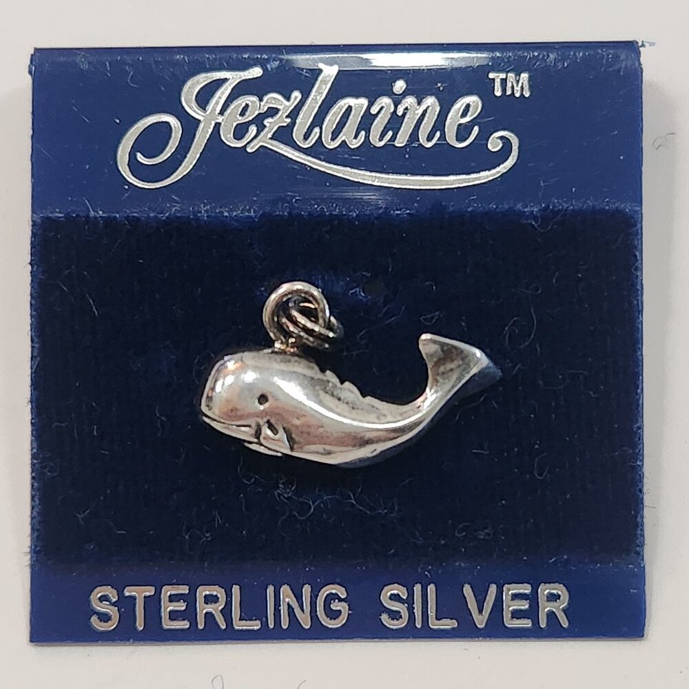 NWT Vintage Jezlaine Sterling Silver Three Dimensional Whale Charm